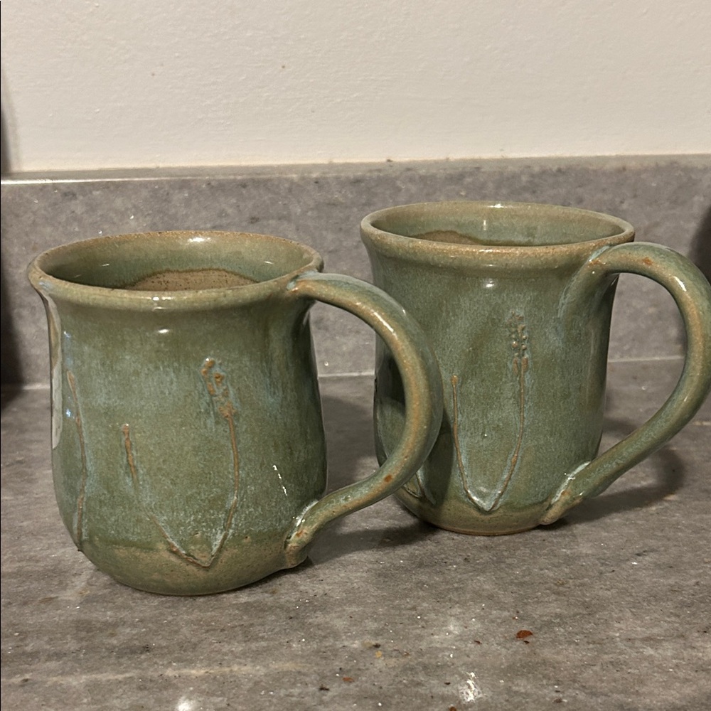 Handcrafted Green Ceramic Mugs